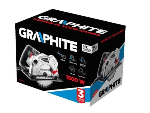 GRAPHITE Pilarka tarczowa 1500W 185*20MM laser GŁĘBOKOŚĆ CIĘCIA 65MM