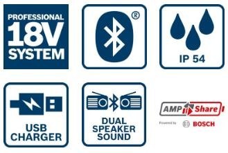 BOSCH Radio akumulatorowe GPB 18V-2 C FM BLUETOOTH 0*AH