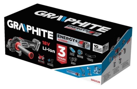 GRAPHITE Szlifierka kątowa bezszczotkowa akumulatorowa 125MM ENERGY+ 18V BEZ AKUMUL.