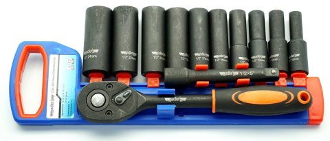 Adler Zestaw Nasadek Udarowych 1/2" Długie 10-24mm 12szt z Grzechotką *