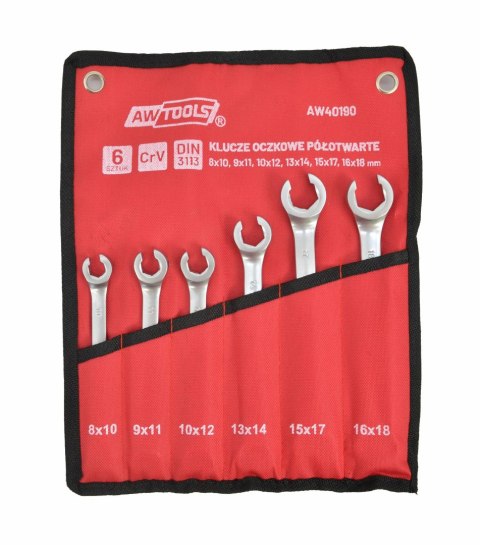 AWTOOLS Zestaw Klucz y PŁASKICH PÓŁOTWARTYCH kpl. 6szt.