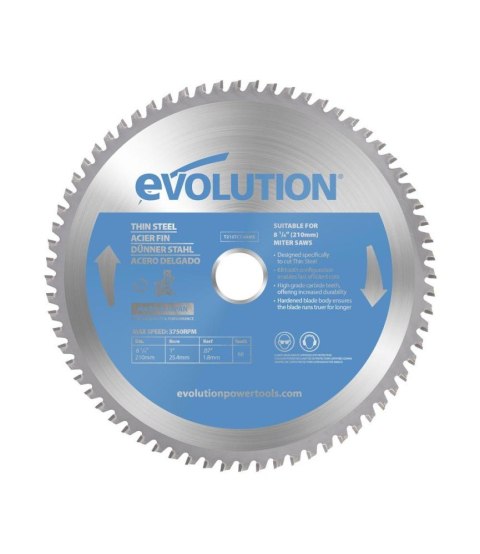 Piła widiowa Evolution TCT do cięcia cienkiej stali 210mm / 68z do pił ukośnych