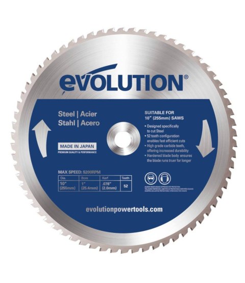 Piła widiowa TCT do cięcia stali Evolution 255mm / 52z