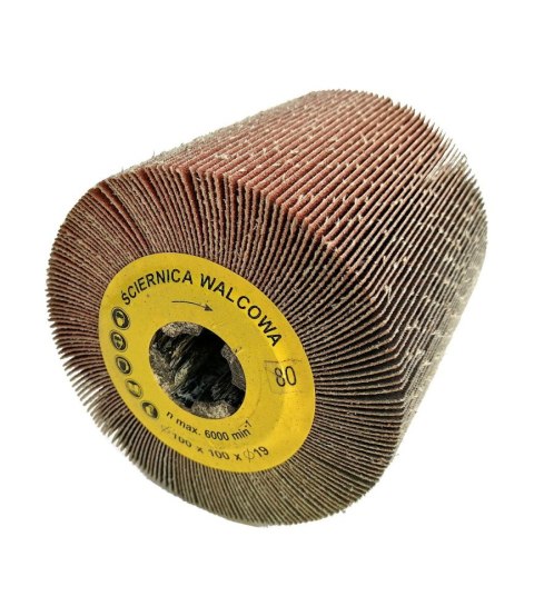 Ściernica walcowa listkowa z płótna 100x100x19mm Satyniarka