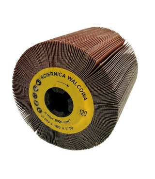 Ściernica walcowa listkowa z płótna 100x100x19mm Satyniarka