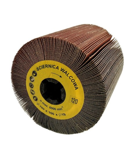Ściernica walcowa listkowa z płótna 100x100x19mm Satyniarka