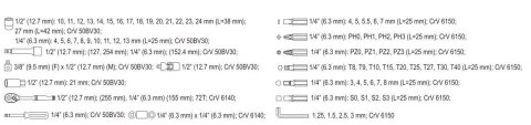YATO Zestaw Klucz y 72el 1/2" / 1/4"