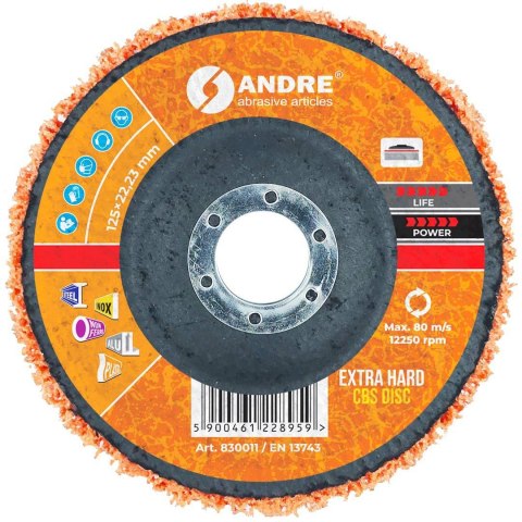 ANDREkrążek śzlifierski I CBS 125mm EXTRA HARD - ORANGE
