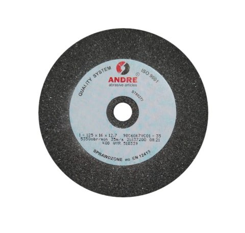 ANDRE Ściernica płaska 125mm x 16mm x 12,7mm 98C60K7VC01-35 CZARNA "TYP 1"