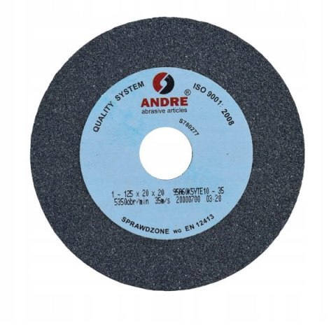 ANDRE Ściernica płaska 125mm x 20mm x 20mm 95A60K5VTE10-35 SZARA "TYP 1"
