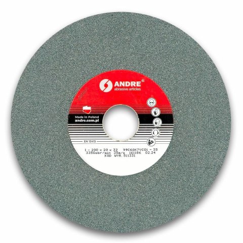 ANDRE Ściernica płaska 200mm x 20mm x 32mm 99C60K7VC01-35 ZIELONA "TYP 1"