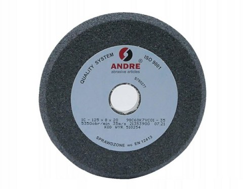 ANDRE Ściernica profilowana 125mm x 8mm x 20mm 98C60K7VC01-35 CZARNA "TYP 1C"