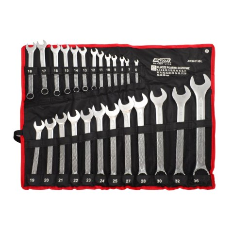 AWTOOLS Klucz PŁASKO-OCZKOWY KPL.25szt. /6mm-36mm /BLACK LINE