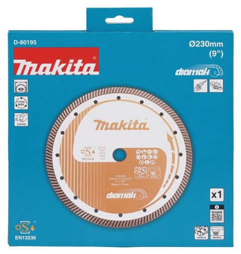 MAKITA Tarcza diamentowa 230x22,23mm SEGMENTOWA (SUCHO/MOKRO) BETON, KAMIEŃ