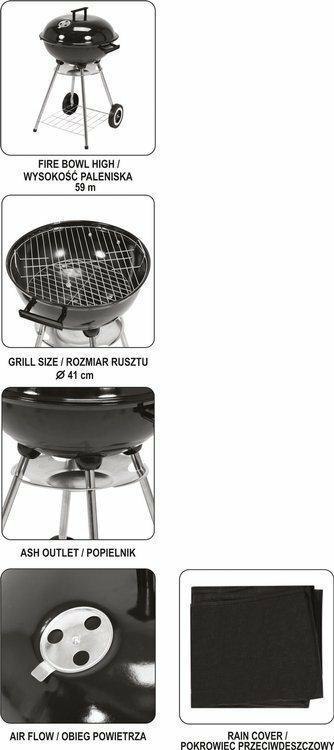 LUND Grill ogro do wy z pokrywą 57 cm - ruszt 54 cm, termometr