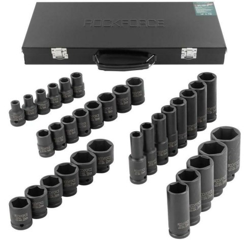 ROCKFORCE Nasadki udarowe kpl. 33el.1/2" 6-KĄT. 8-32mm