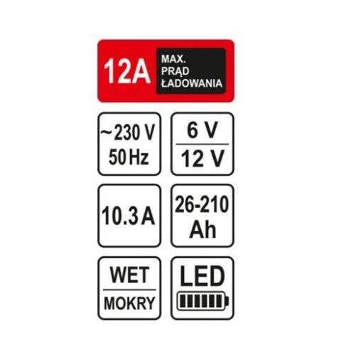 Prostownik STHOR 6V/12V 12A 210Ah LED 82544