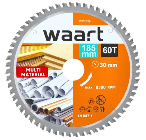 WAART Piła tarczowa widiowa 185 x 30 x 60Z MULTIMATERIAL