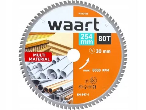 WAART Piła tarczowa widiowa 254 x 30 x 80Z MULTIMATERIAL.