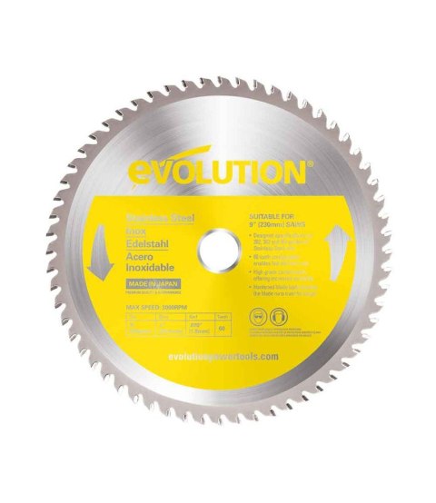 Piła widiowa TCT do cięcia stali nierdzewnej Evolution 230mm / 60z