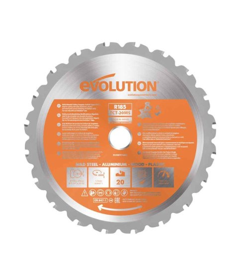 Piła widiowa TCT wielozadaniowa Evolution RAGE 185mm / 20z do pił ukośnych Evolution