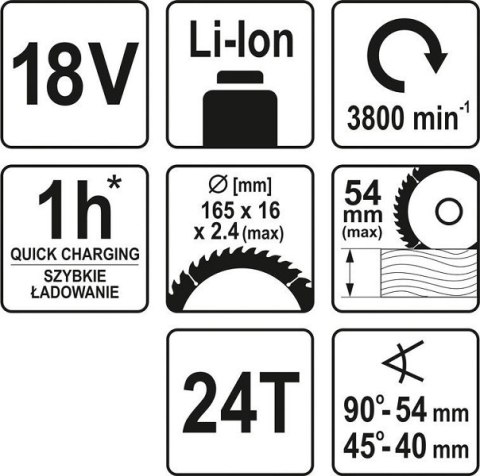 YATO Pilarka 18V ,165MM BEZ AkumulatorA