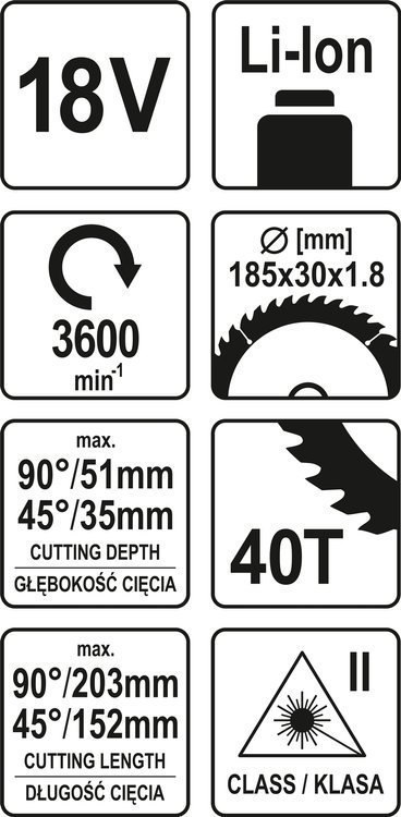 YATO ukośnica 185MM 18V, BEZ AkumulatorA