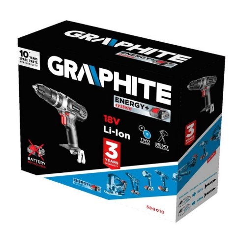 GRAPHITE Wiertarko-Wkrętarka akumulatorowa Z UDAREM ENERGY+18V LI 13MM BEZ akumulatorowa