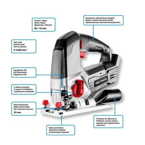 GRAPHITE Wyrzynarka akumulatorowa ENERGY+ 18V LI-ION BEZ Akumulator