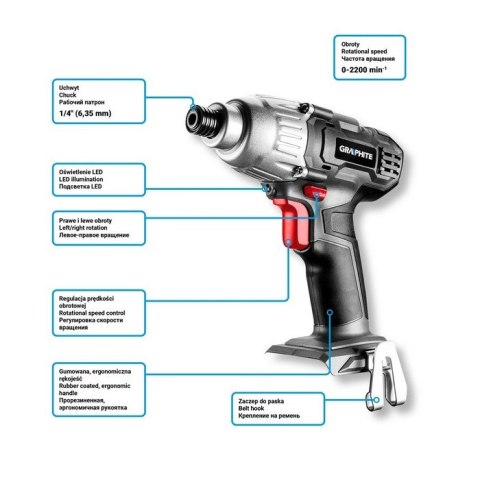GRAPHITE Zakrętarka IMPACT akumulatorowa ENERGY+ 18V LI-ION BEZ Akumulator
