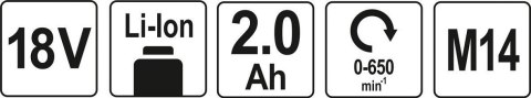 YATO Mieszadło do ZAPRAW 18V 2,0AH ,Ładowarka 1H