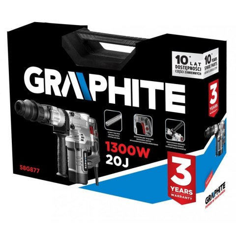GRAPHITE Młot Wuborzeniowy KUJĄCY SDS MAX 1300W, UDAR 20J WALIZKA