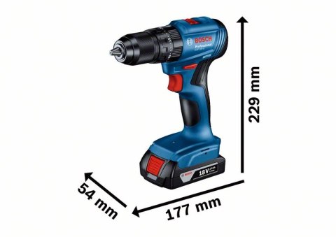 BOSCH Wiertarko-Wkrętarka akumulatorowa udarowa GSB 185-LI 2*2.0AH