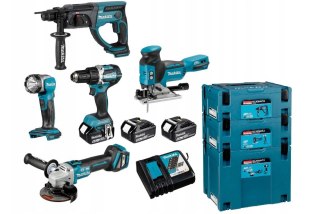 MAKITA Zestaw COMBO 18V DDF484+DGA513+DHR202+DJV181+DML802