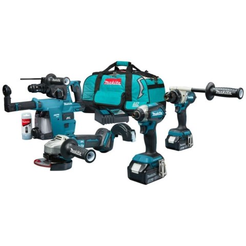 MAKITA Zestaw COMBO 18V LXT DGA504+DDF492+DTD153+DHR243 2*5.0AH