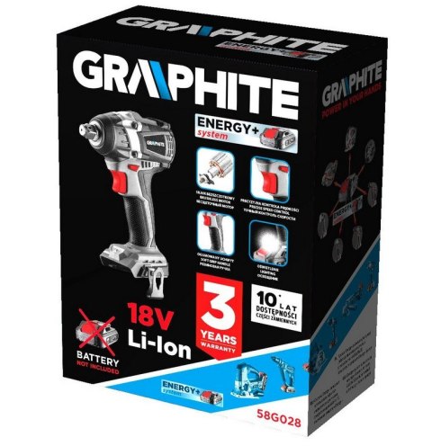 GRAPHITE Klucz udarowy Akumulatorowy ENERGY 18V LI-LON BEZ AKUM 300NM