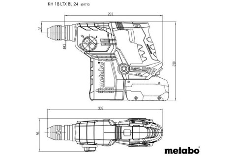 METABO Młot udarowo obrotowy - akumulatorowy KH 18 LTX BL 24