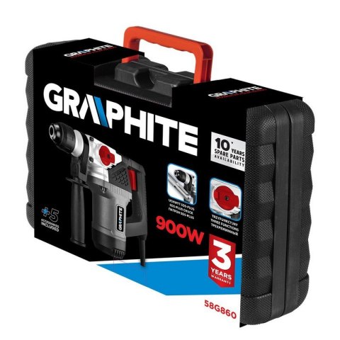 GRAPHITE Młot udarowy obrotowy SDS+ 900W, UDAR 4J WALIZKA