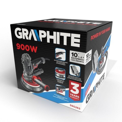 GRAPHITE Szlifierka do gipsu 900W, 180 MM, LED KRÓTKA