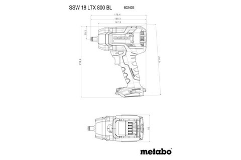 METABO Klucz udarowy Akumulatorowy 1/2'' SSW 18 LTX 800 BL 2*5.5AH