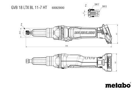METABO Szlifierka prosta akumulatorowa GVB 18 LTX BL 11-7 HT 0*AH