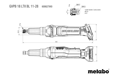 METABO Szlifierka prosta akumulatorowa GVPB 18 LTX BL 11-28 0*AH