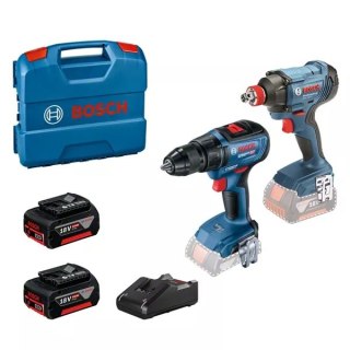 Zestaw Klucz udarowy + wkrętarka bezszczotkowa Bosch 18V GDX 18V-285 + GSR 185-LI 2x2.0Ah