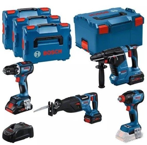BOSCH Zestaw narzedzi 18V GSR+GDX+GBH+GSA 1*4.0AH + 2*5.5AH