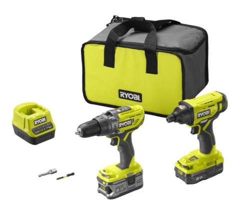 RYOBI Zestaw narzedzi AKUM. R18PDID2-252S 18V 1*2.0AH 1*5.0AH ONE+