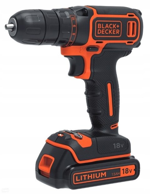 BLACK+DECKER Wkrętarka 18V/2x1.5Ah, BDCDC18B