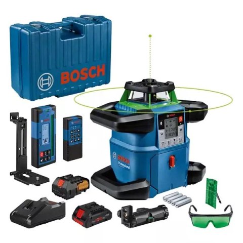 BOSCH laser obrotowy GRL 650 CHVG ZIELONY + ODBIORNIK LR 65 G + PILOT RC 6 + UCHWYT WM 6 1xPC4,0Ah WALIZKA