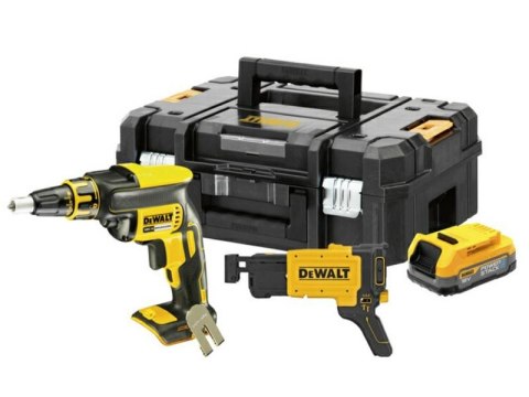 DEWALT Wkrętarka do płyt G/K 18V DCF620E1K 30Nm 1x1,7Ah POWERSTACK BL Z MAGAZYNKIEM DCF6201 BEZ Ładowarki