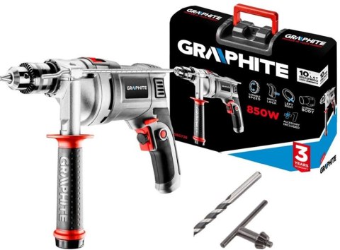 GRAPHITE Wiertarka udarowa 850W UCHWYT Klucz YKOWY 13 MM OBROTY 0-3000