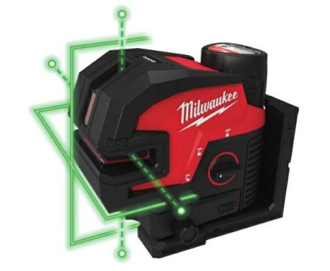 MILWAUKEE laser krzyżowy 12V M12CLL4P-301C 38m + 4-PUNKTOWY 1x3,0Ah ZIELONY